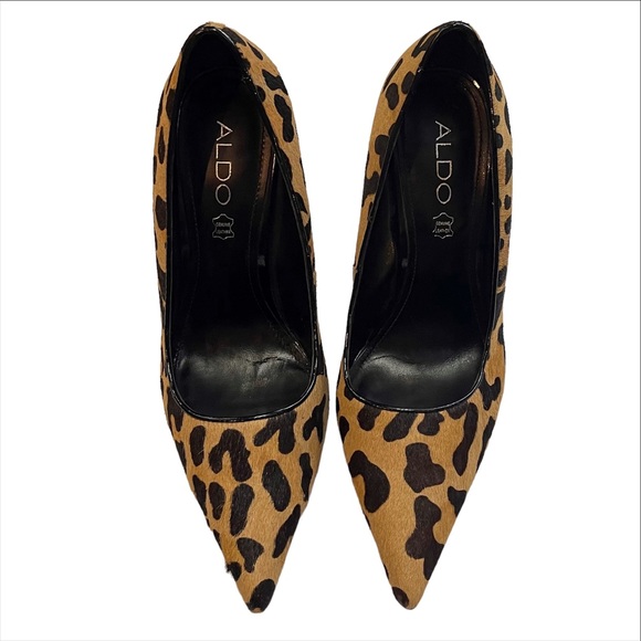Aldo Women Leopard Print Pointy Toe High Heels Size 7 Camel Color - Picture 3 of 8